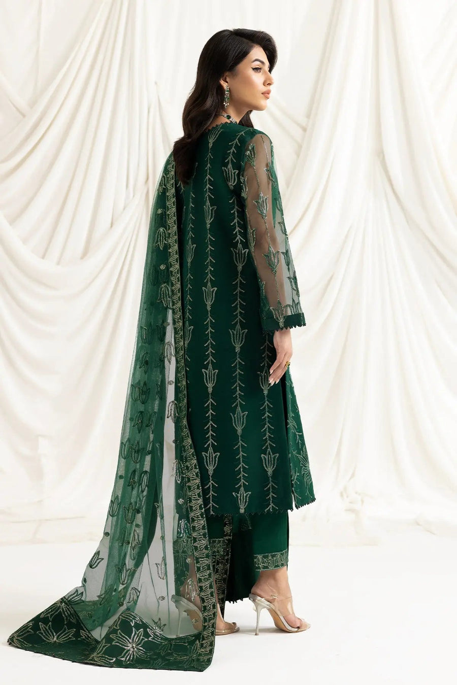 AF-DUA-3021-Elnaz Green Embroidered Chiffon