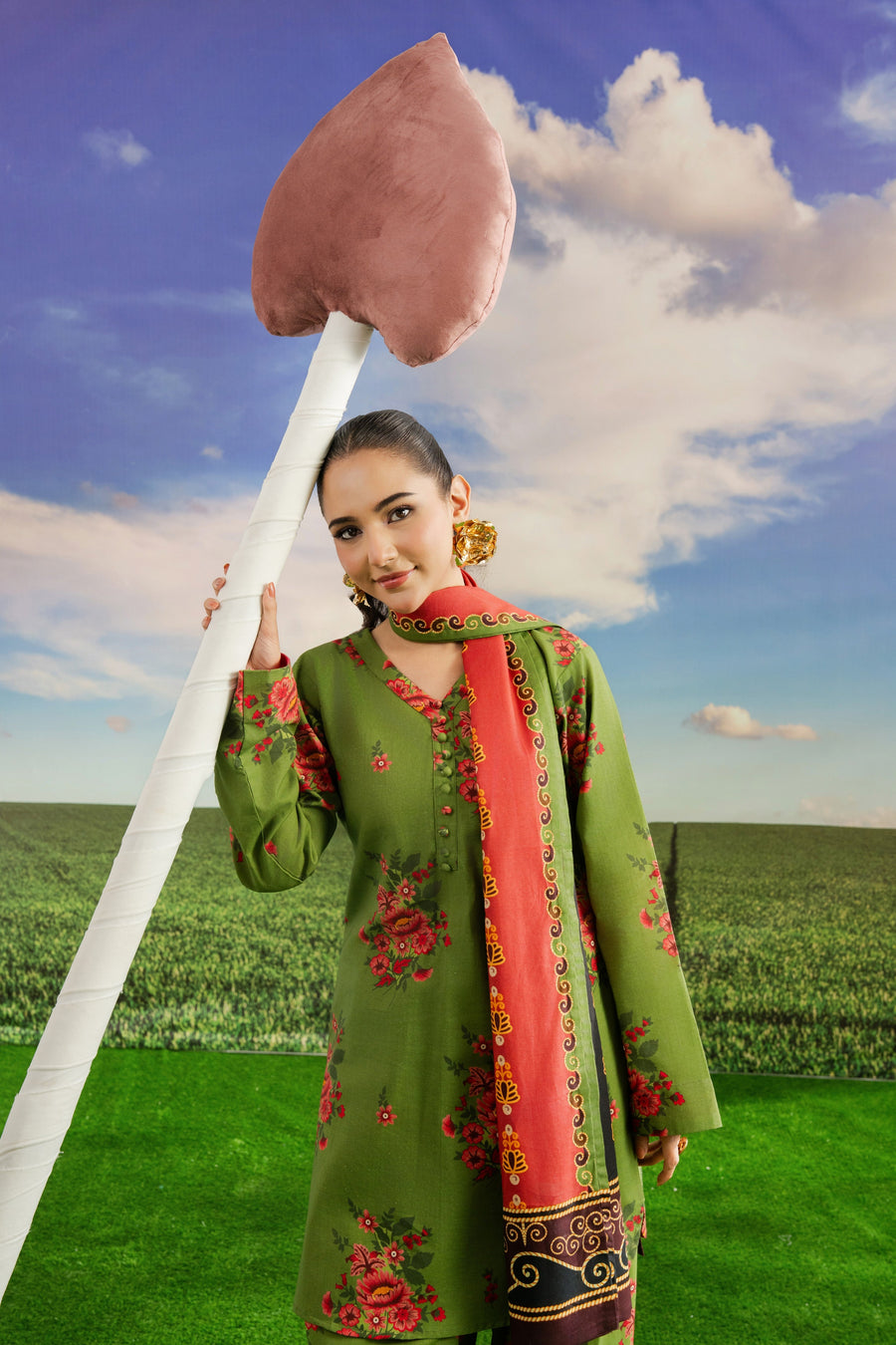 Feathers Dosti Digital Printed Khaddar Unstitched 3Pc Suit ELORIA-FT580