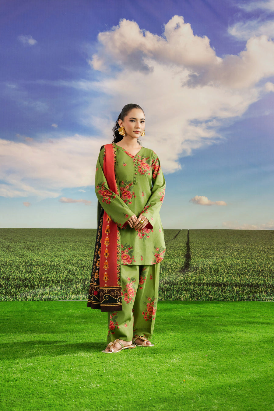 Feathers Dosti Digital Printed Khaddar Unstitched 3Pc Suit ELORIA-FT580