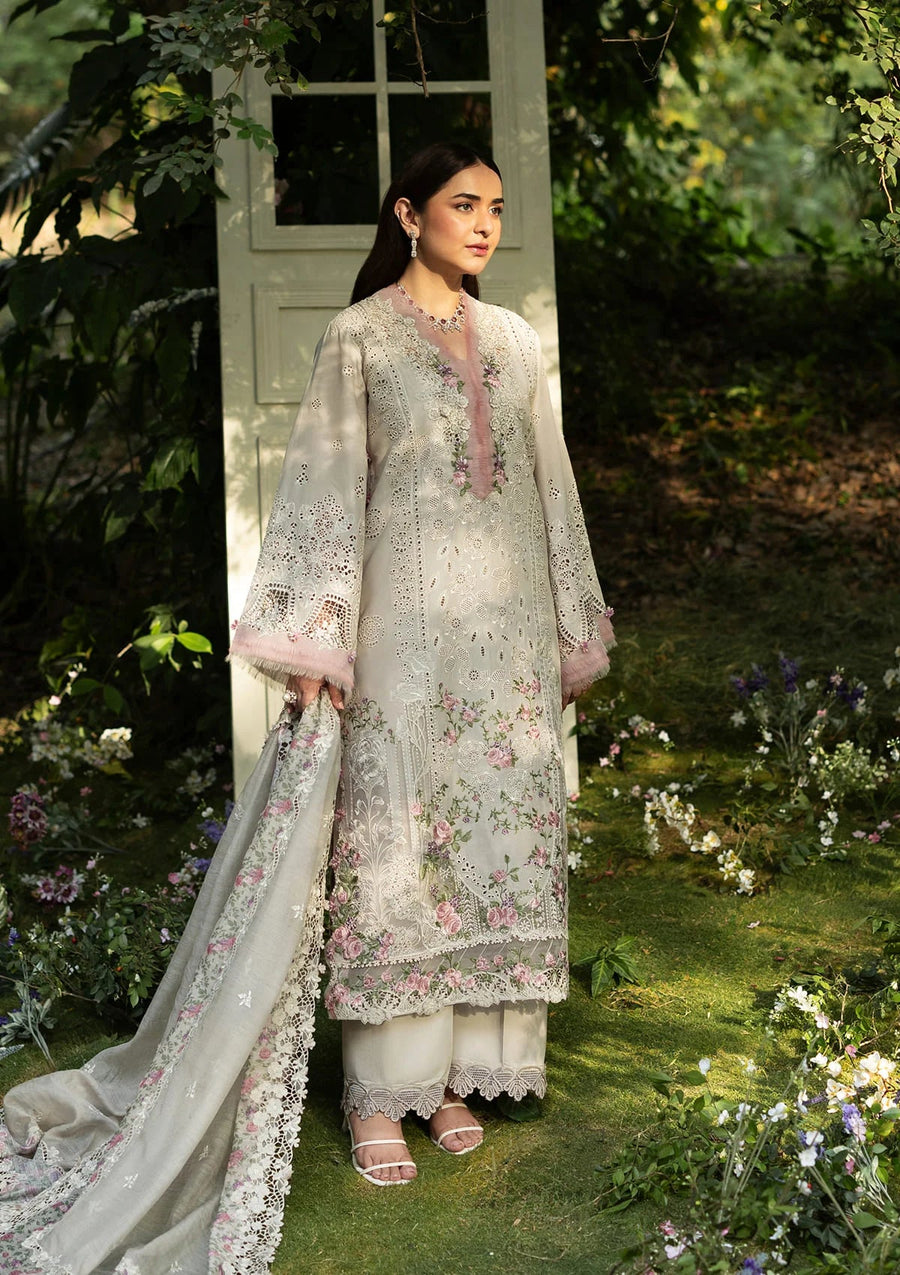 Elaf Premium Embroidered Luxury Lawn Unstitched 3Pc Suit ELQ-1A ALL MAGICAL