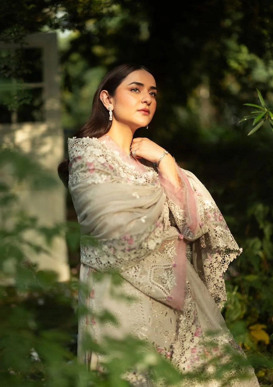 Elaf Premium Embroidered Luxury Lawn Unstitched 3Pc Suit ELQ-1A ALL MAGICAL