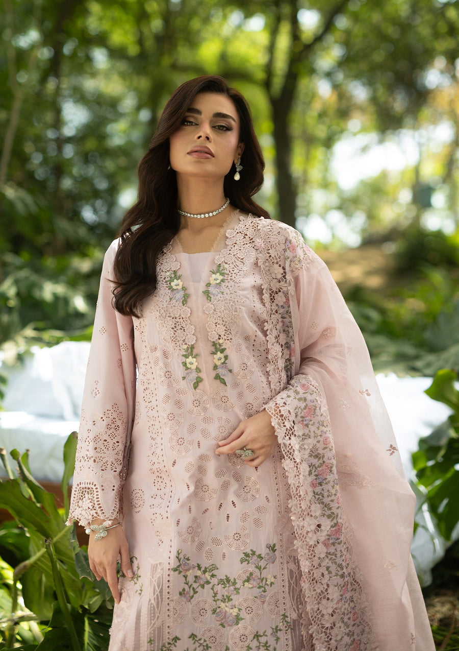 Elaf Premium Embroidered Luxury Lawn Unstitched 3Pc Suit ELQ-1B LOVE ESCAPE