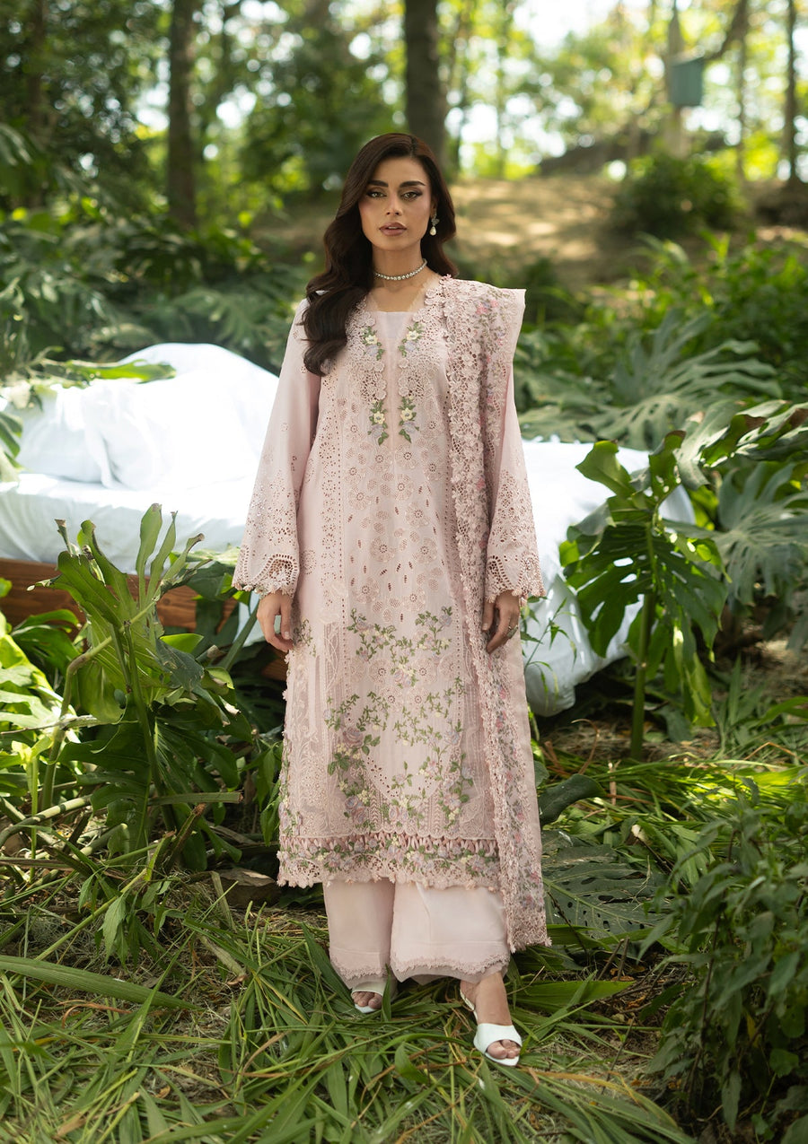 Elaf Premium Embroidered Luxury Lawn Unstitched 3Pc Suit ELQ-1B LOVE ESCAPE