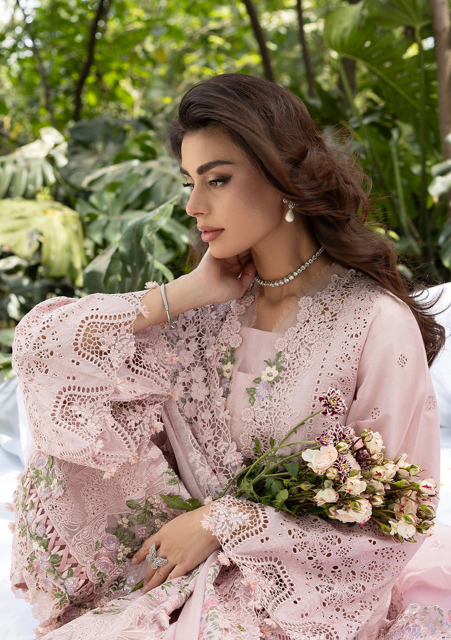 Elaf Premium Embroidered Luxury Lawn Unstitched 3Pc Suit ELQ-1B LOVE ESCAPE