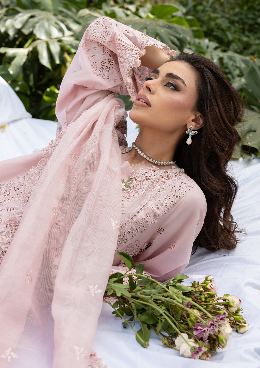 Elaf Premium Embroidered Luxury Lawn Unstitched 3Pc Suit ELQ-1B LOVE ESCAPE