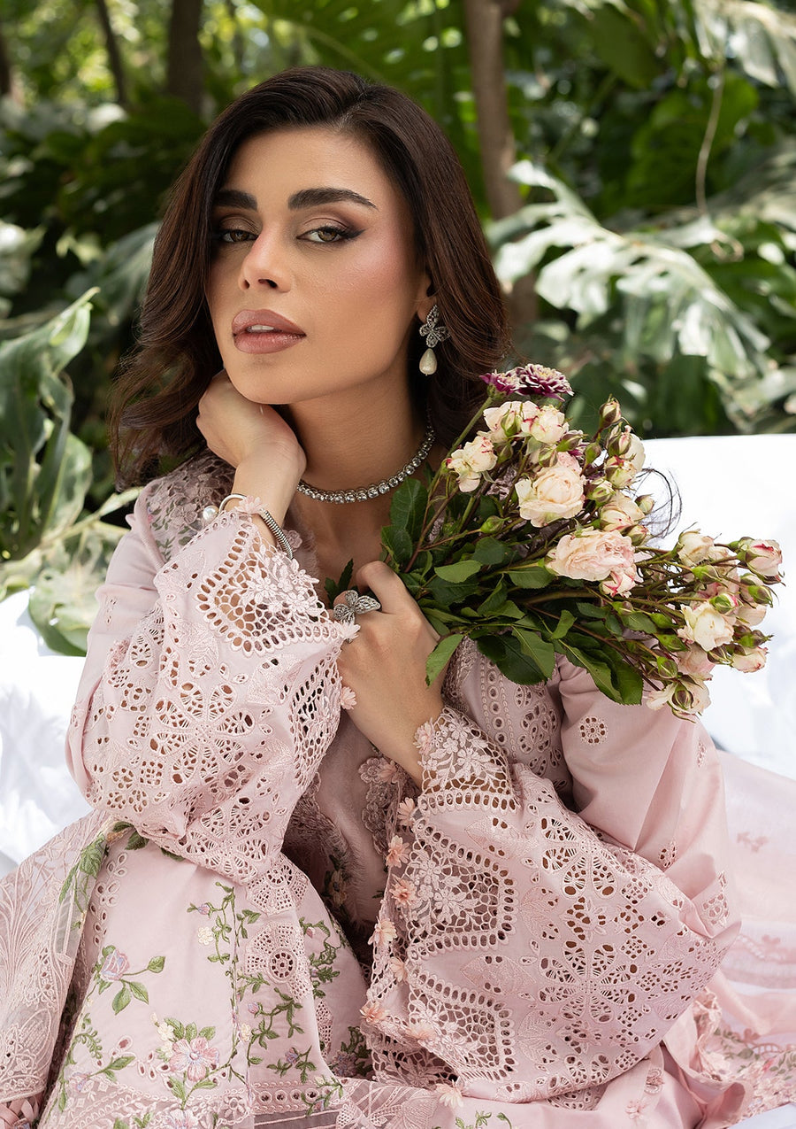 Elaf Premium Embroidered Luxury Lawn Unstitched 3Pc Suit ELQ-1B LOVE ESCAPE