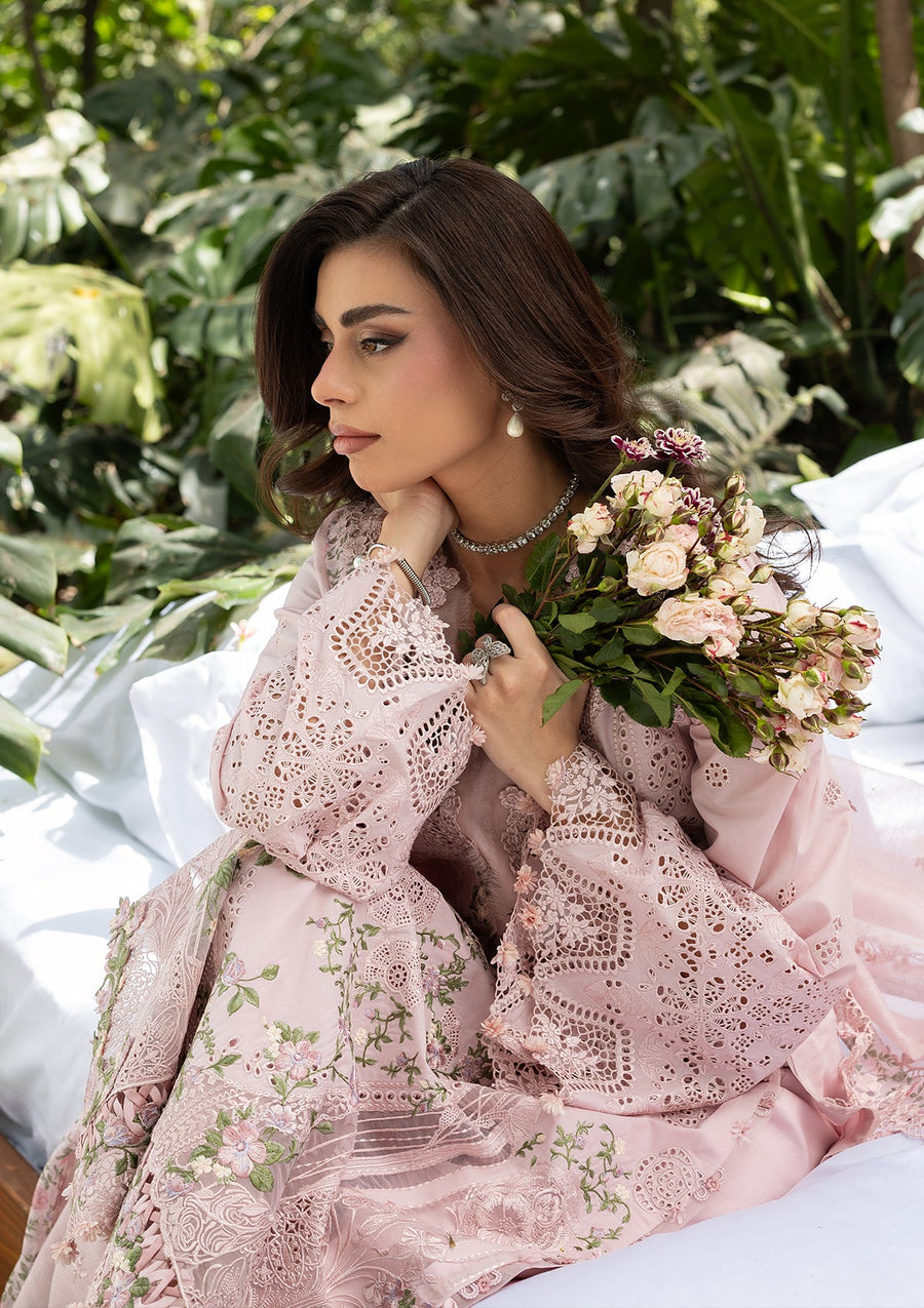 Elaf Premium Embroidered Luxury Lawn Unstitched 3Pc Suit ELQ-1B LOVE ESCAPE