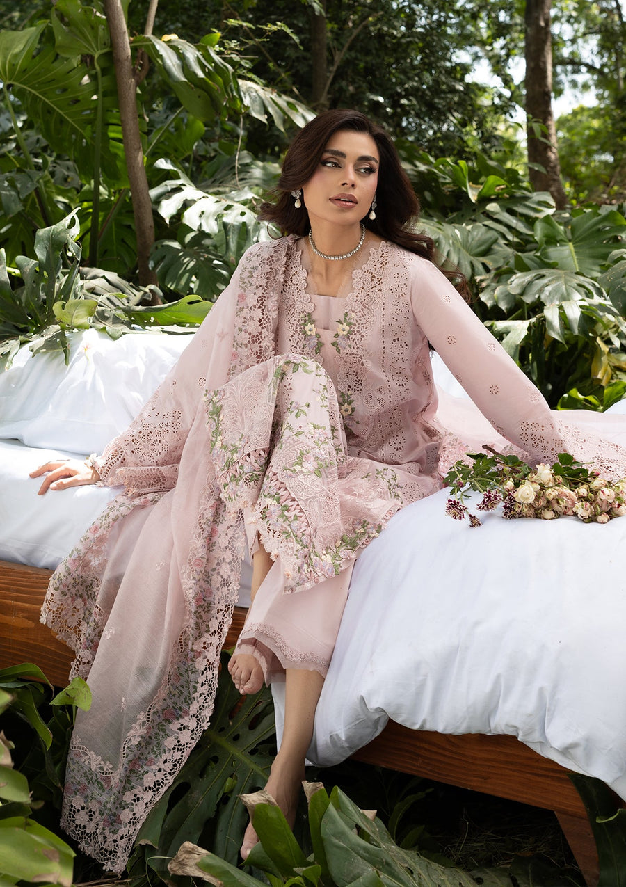 Elaf Premium Embroidered Luxury Lawn Unstitched 3Pc Suit ELQ-1B LOVE ESCAPE