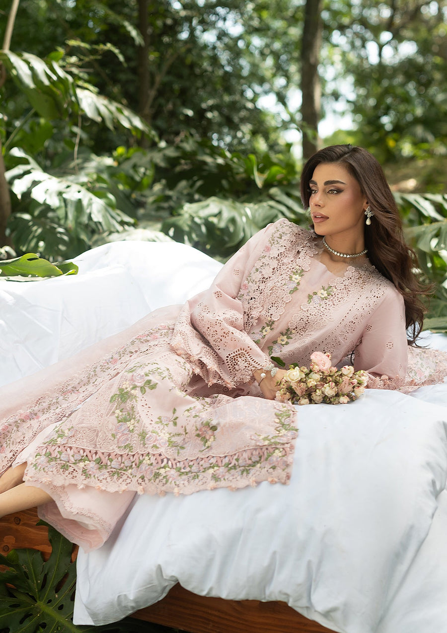 Elaf Premium Embroidered Luxury Lawn Unstitched 3Pc Suit ELQ-1B LOVE ESCAPE