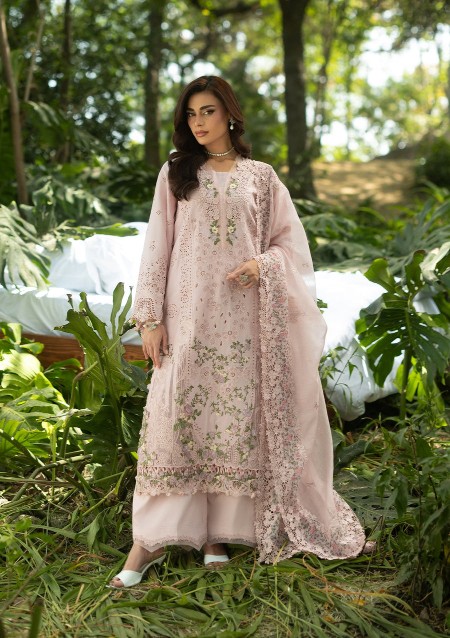 Elaf Premium Embroidered Luxury Lawn Unstitched 3Pc Suit ELQ-1B LOVE ESCAPE