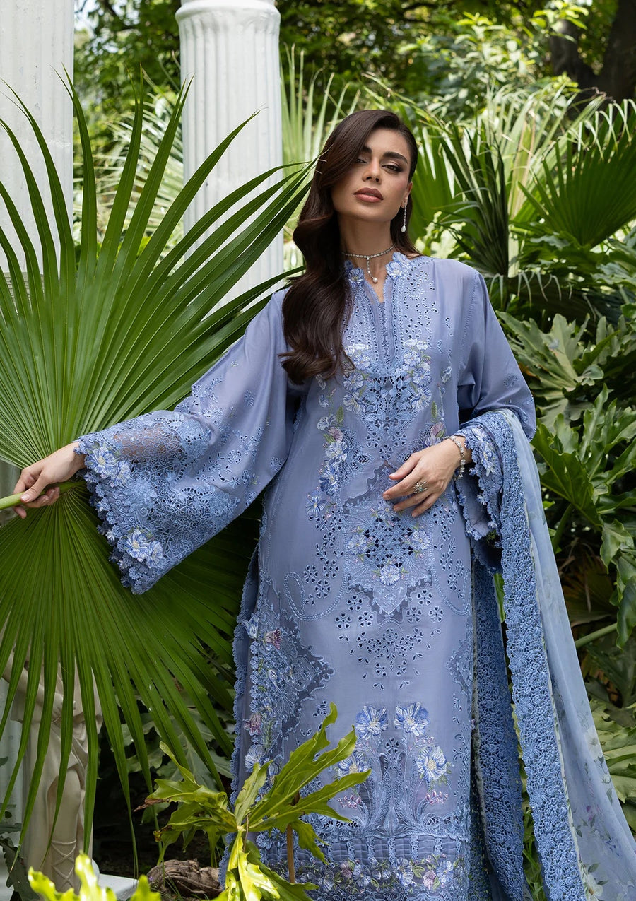 Elaf Premium Embroidered Luxury Lawn Unstitched 3Pc Suit ELQ-2B LAVENDER LUXE
