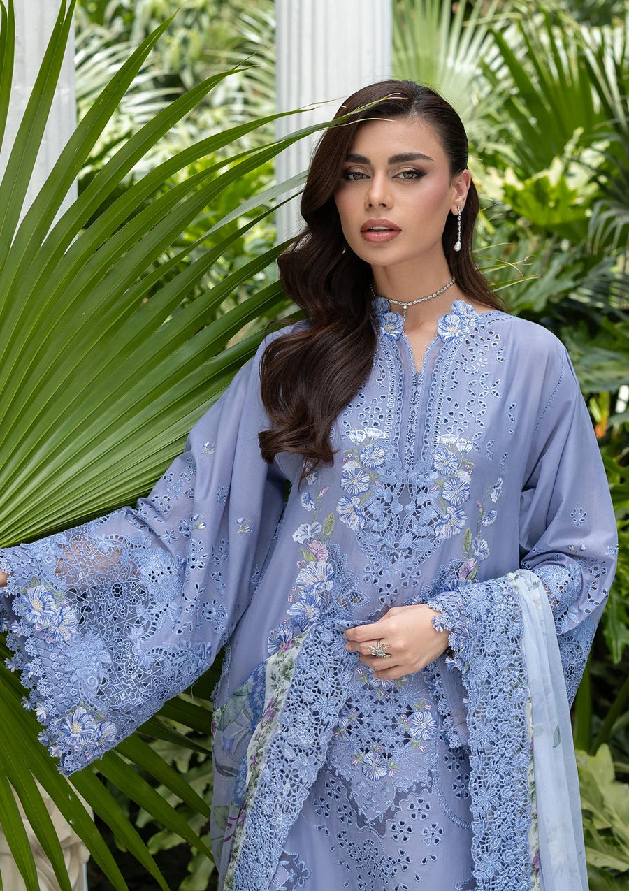 Elaf Premium Embroidered Luxury Lawn Unstitched 3Pc Suit ELQ-2B LAVENDER LUXE