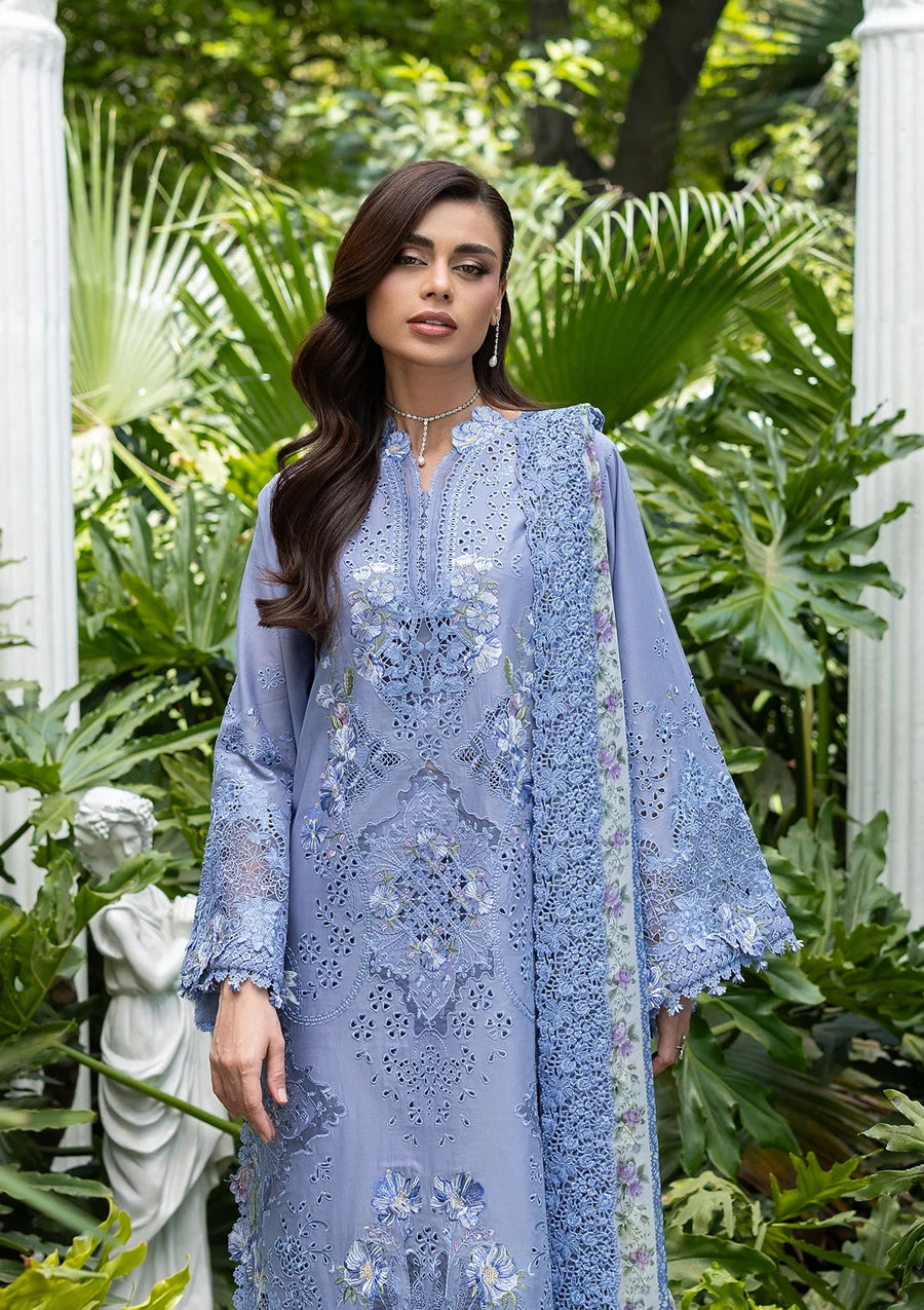 Elaf Premium Embroidered Luxury Lawn Unstitched 3Pc Suit ELQ-2B LAVENDER LUXE