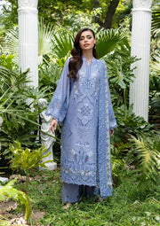 Elaf Premium Embroidered Luxury Lawn Unstitched 3Pc Suit ELQ-2B LAVENDER LUXE