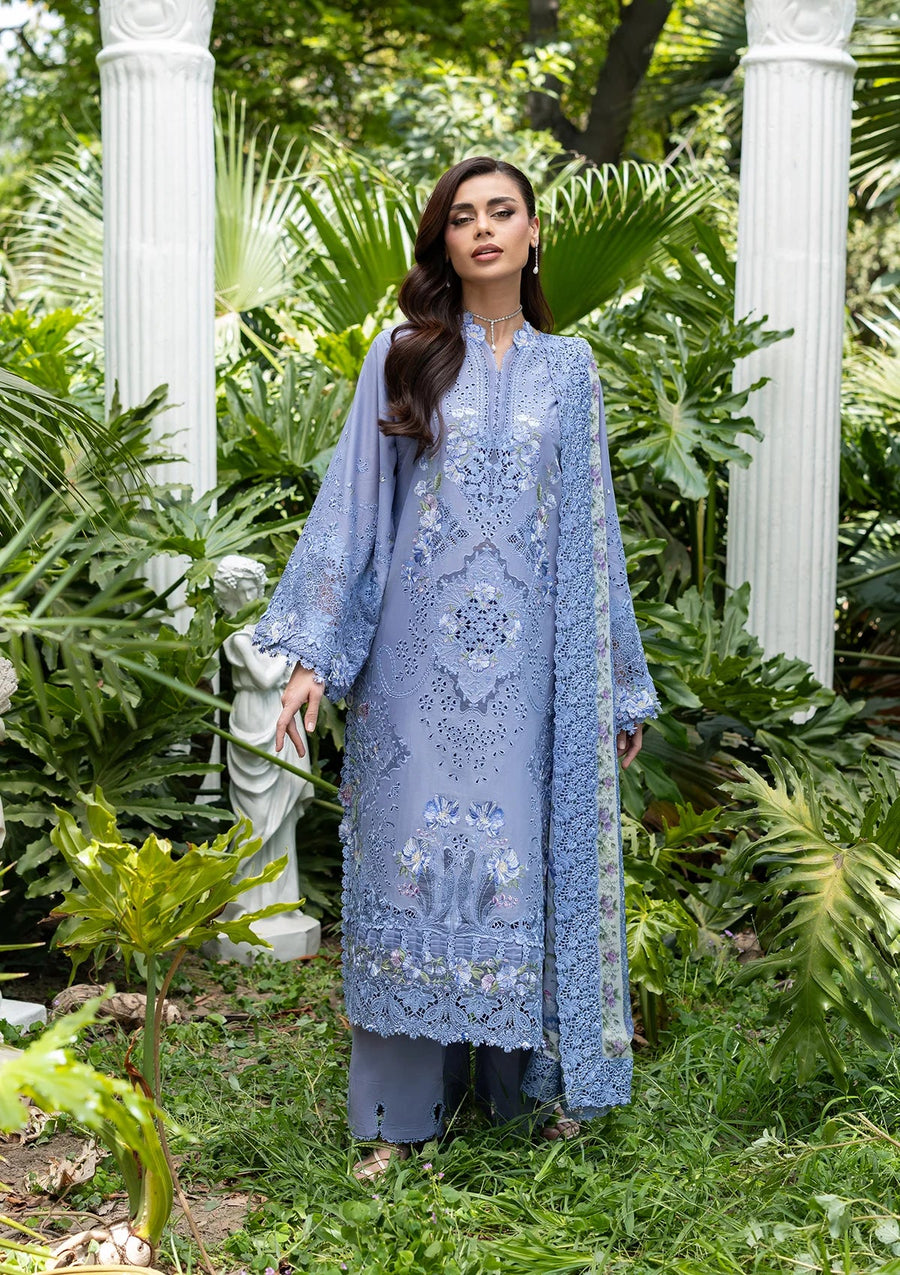 Elaf Premium Embroidered Luxury Lawn Unstitched 3Pc Suit ELQ-2B LAVENDER LUXE