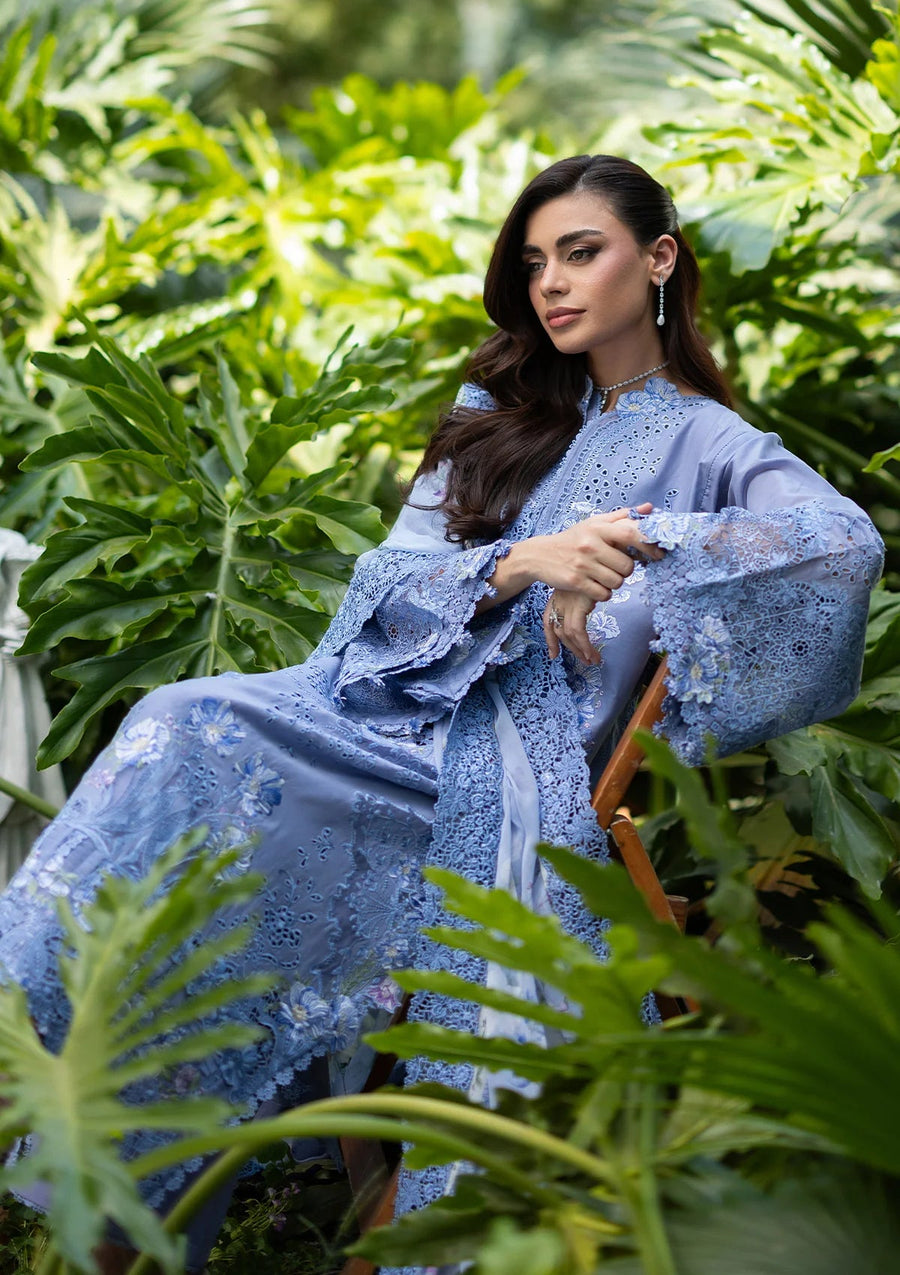 Elaf Premium Embroidered Luxury Lawn Unstitched 3Pc Suit ELQ-2B LAVENDER LUXE