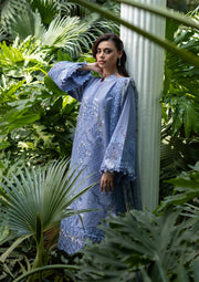 Elaf Premium Embroidered Luxury Lawn Unstitched 3Pc Suit ELQ-2B LAVENDER LUXE
