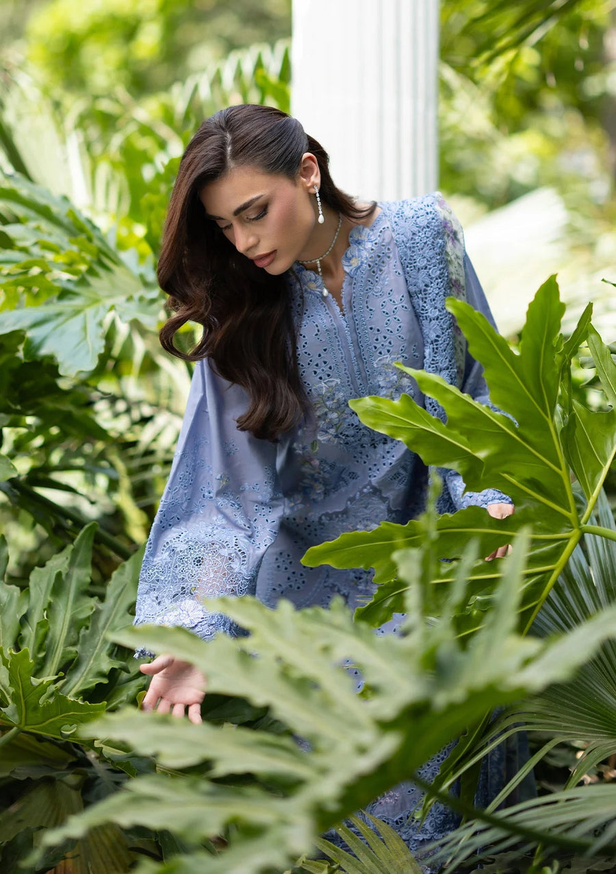 Elaf Premium Embroidered Luxury Lawn Unstitched 3Pc Suit ELQ-2B LAVENDER LUXE