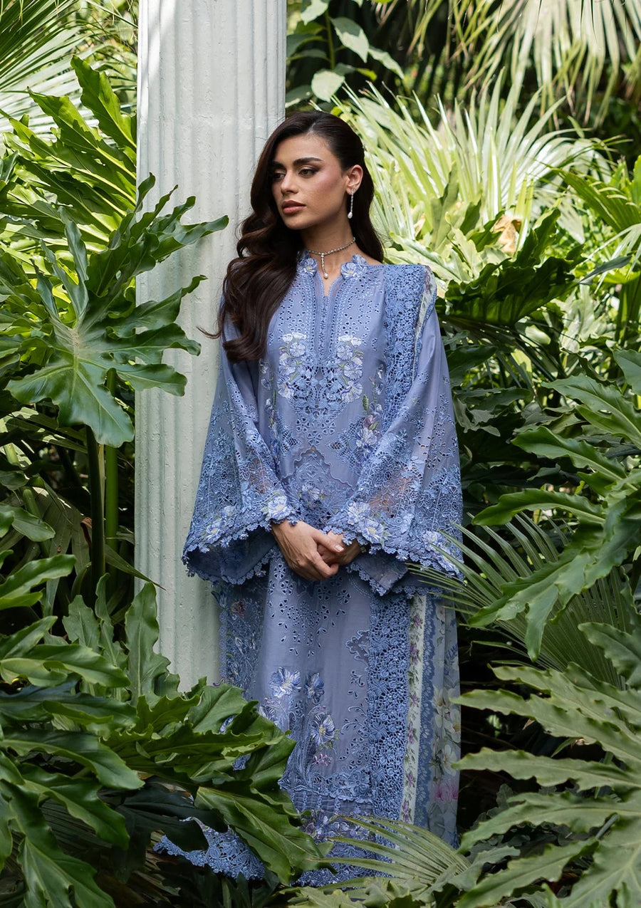 Elaf Premium Embroidered Luxury Lawn Unstitched 3Pc Suit ELQ-2B LAVENDER LUXE