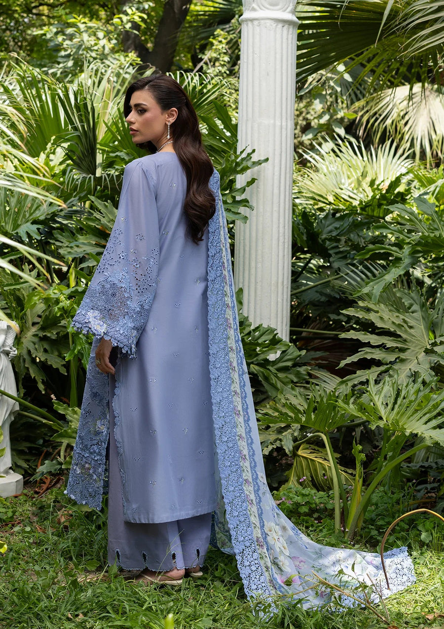 Elaf Premium Embroidered Luxury Lawn Unstitched 3Pc Suit ELQ-2B LAVENDER LUXE