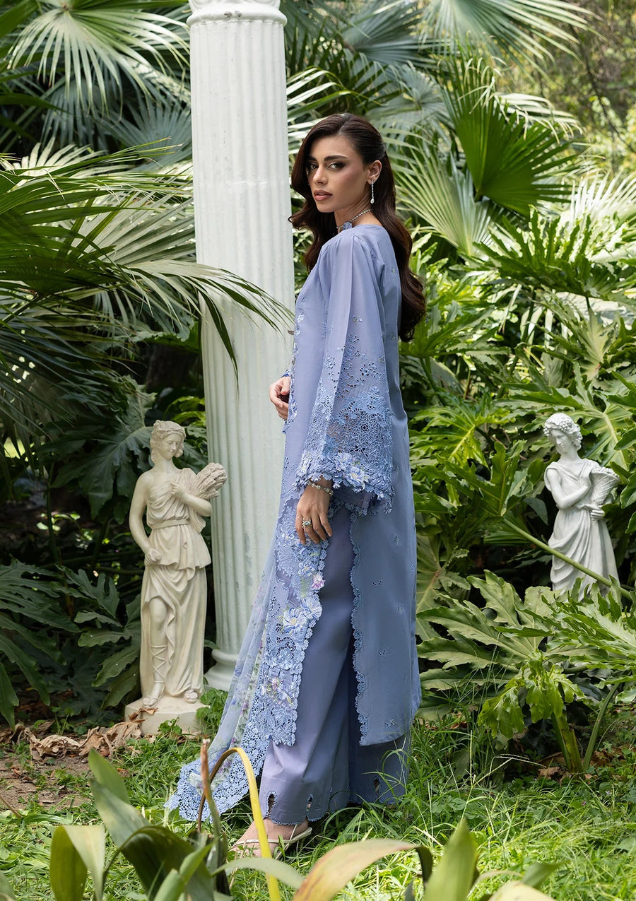Elaf Premium Embroidered Luxury Lawn Unstitched 3Pc Suit ELQ-2B LAVENDER LUXE
