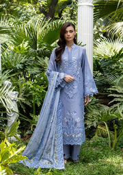Elaf Premium Embroidered Luxury Lawn Unstitched 3Pc Suit ELQ-2B LAVENDER LUXE