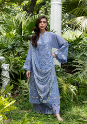 Elaf Premium Embroidered Luxury Lawn Unstitched 3Pc Suit ELQ-2B LAVENDER LUXE