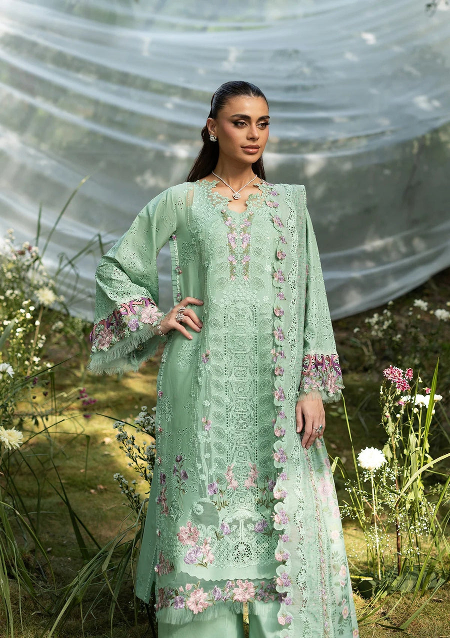 Elaf Premium Embroidered Luxury Lawn Unstitched 3Pc Suit ELQ-3A DAISY CHAIN