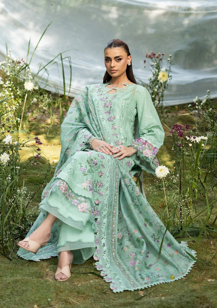 Elaf Premium Embroidered Luxury Lawn Unstitched 3Pc Suit ELQ-3A DAISY CHAIN
