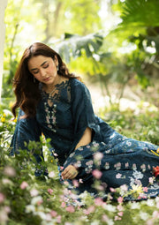 Elaf Premium Embroidered Luxury Lawn Unstitched 3Pc Suit ELQ-3B EMERALD FERN