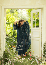 Elaf Premium Embroidered Luxury Lawn Unstitched 3Pc Suit ELQ-3B EMERALD FERN