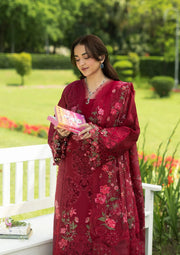 Elaf Premium Embroidered Luxury Lawn Unstitched 3Pc Suit ELQ-4A FALLING PETALS