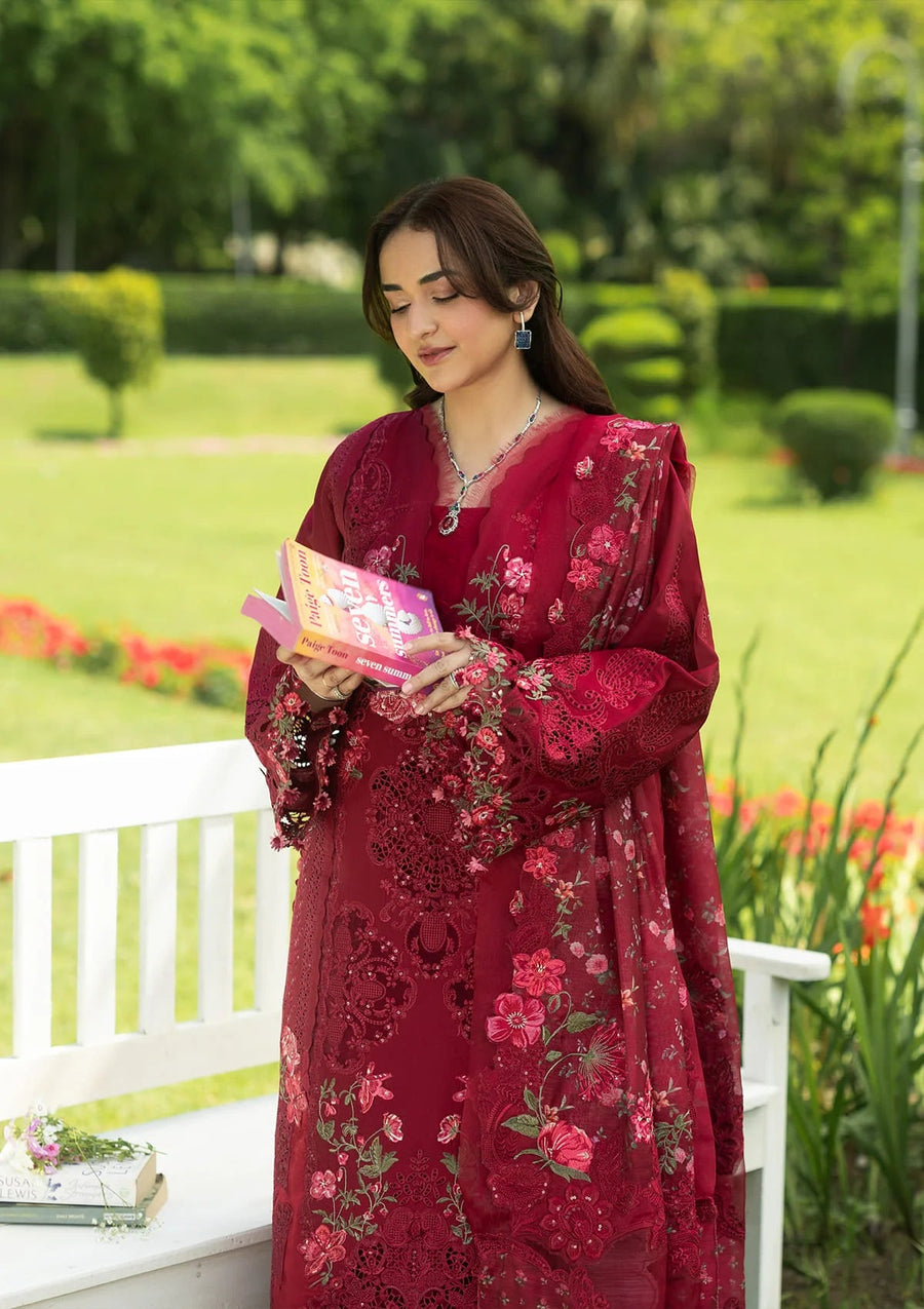 Elaf Premium Embroidered Luxury Lawn Unstitched 3Pc Suit ELQ-4A FALLING PETALS