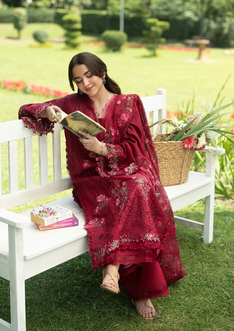 Elaf Premium Embroidered Luxury Lawn Unstitched 3Pc Suit ELQ-4A FALLING PETALS