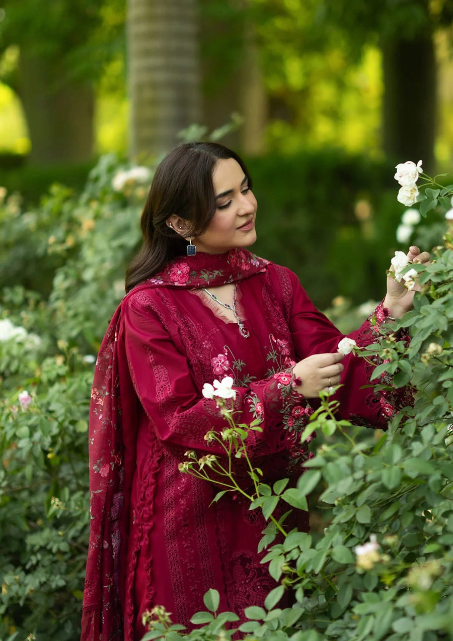 Elaf Premium Embroidered Luxury Lawn Unstitched 3Pc Suit ELQ-4A FALLING PETALS