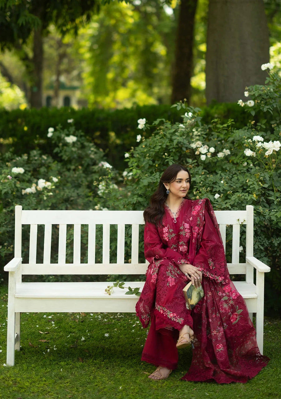 Elaf Premium Embroidered Luxury Lawn Unstitched 3Pc Suit ELQ-4A FALLING PETALS