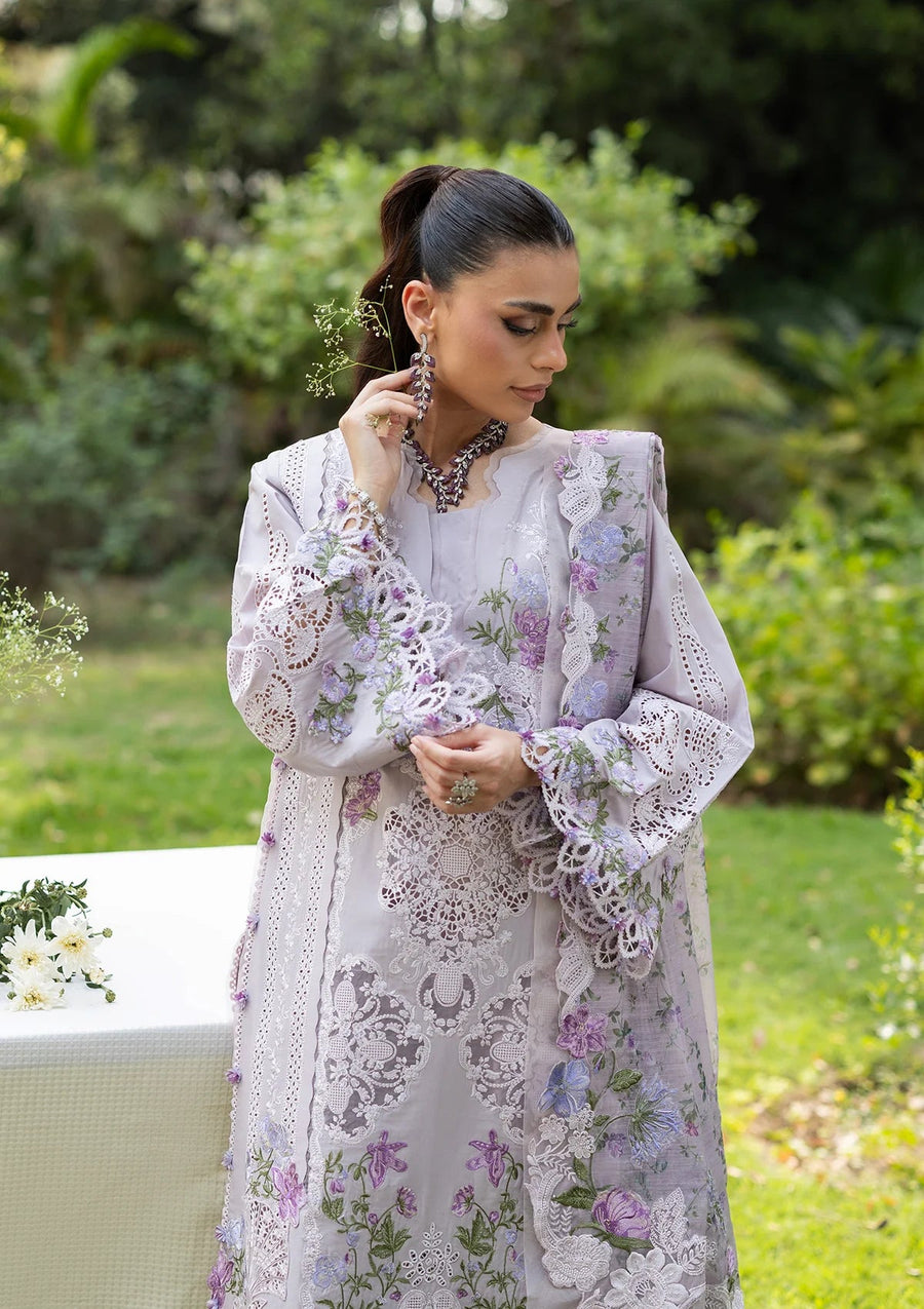 Elaf Premium Embroidered Luxury Lawn Unstitched 3Pc Suit ELQ-4B PURE PLUM