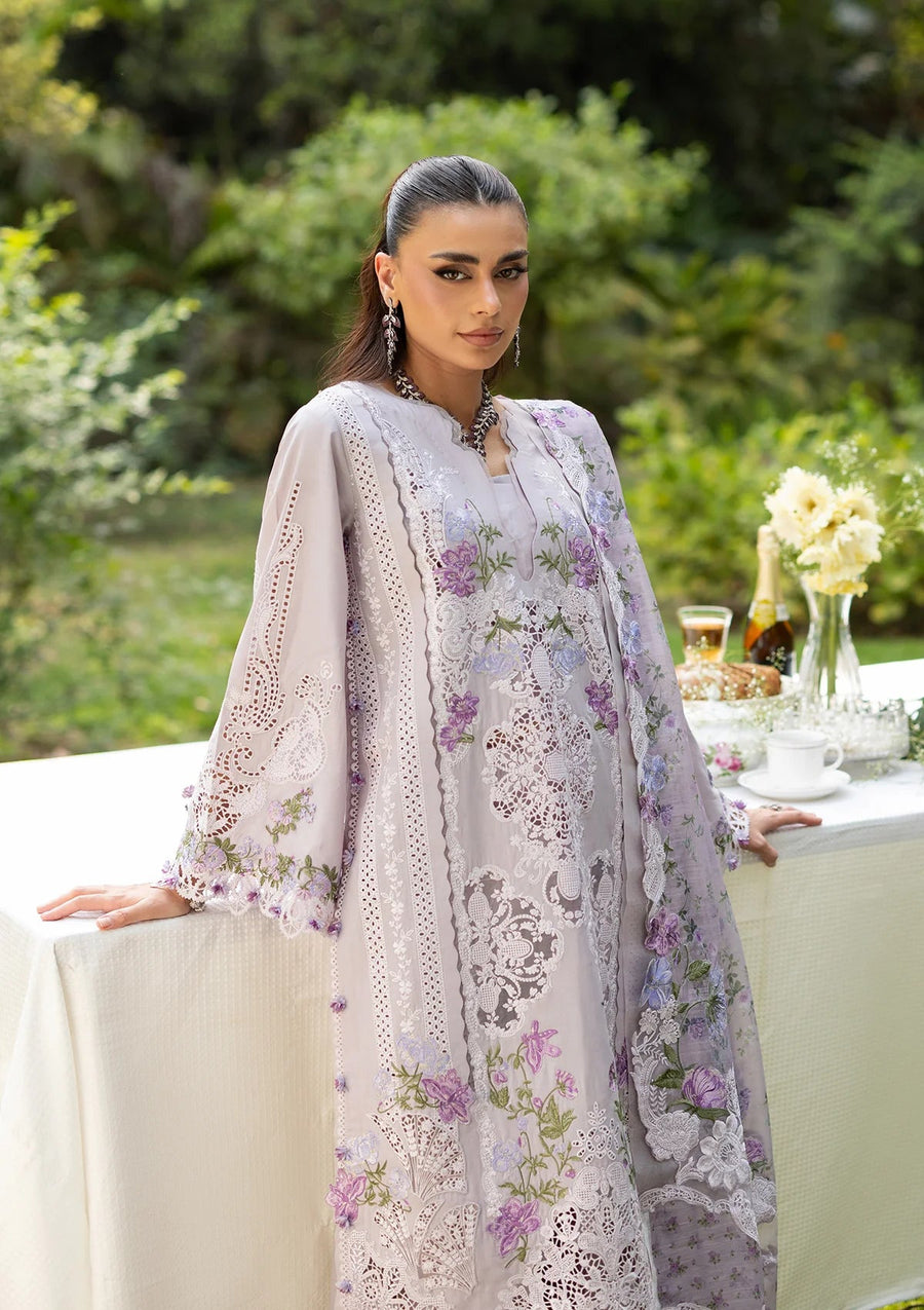 Elaf Premium Embroidered Luxury Lawn Unstitched 3Pc Suit ELQ-4B PURE PLUM