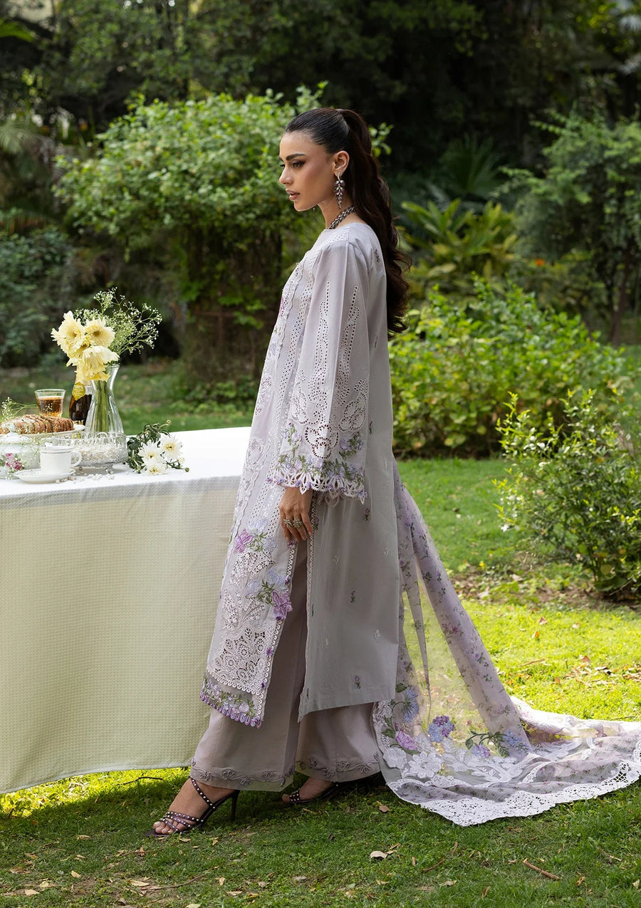 Elaf Premium Embroidered Luxury Lawn Unstitched 3Pc Suit ELQ-4B PURE PLUM