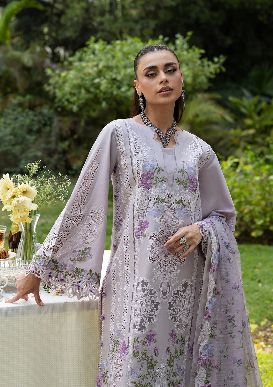 Elaf Premium Embroidered Luxury Lawn Unstitched 3Pc Suit ELQ-4B PURE PLUM