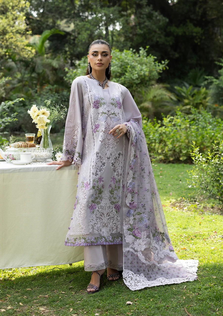 Elaf Premium Embroidered Luxury Lawn Unstitched 3Pc Suit ELQ-4B PURE PLUM