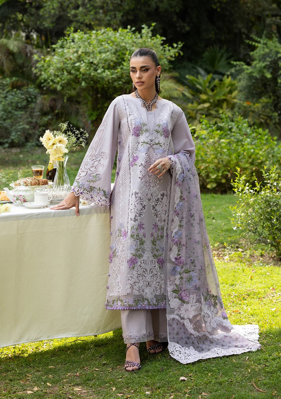 Elaf Premium Embroidered Luxury Lawn Unstitched 3Pc Suit ELQ-4B PURE PLUM