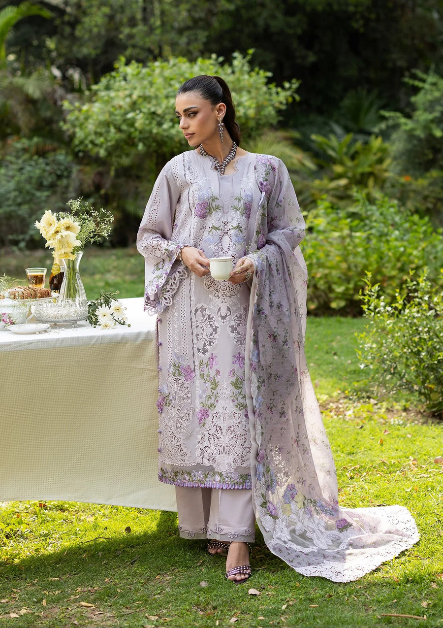 Elaf Premium Embroidered Luxury Lawn Unstitched 3Pc Suit ELQ-4B PURE PLUM