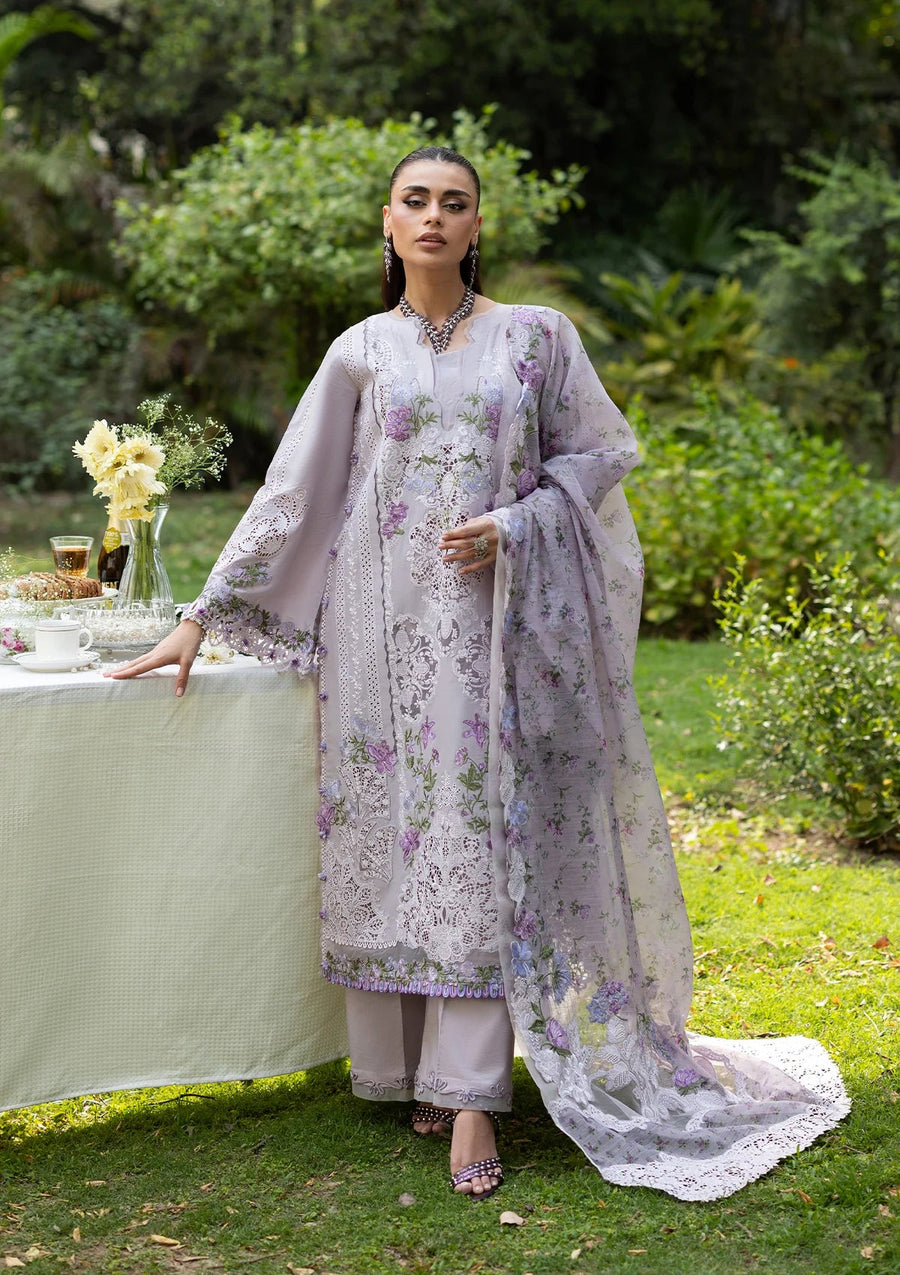 Elaf Premium Embroidered Luxury Lawn Unstitched 3Pc Suit ELQ-4B PURE PLUM