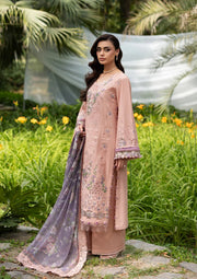 Elaf Premium Embroidered Luxury Lawn Unstitched 3Pc Suit ELQ-6A BLUSHING ROSE