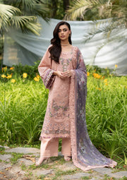 Elaf Premium Embroidered Luxury Lawn Unstitched 3Pc Suit ELQ-6A BLUSHING ROSE