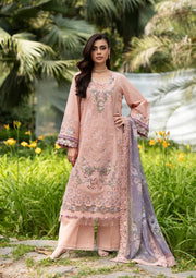 Elaf Premium Embroidered Luxury Lawn Unstitched 3Pc Suit ELQ-6A BLUSHING ROSE