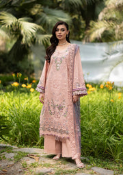Elaf Premium Embroidered Luxury Lawn Unstitched 3Pc Suit ELQ-6A BLUSHING ROSE