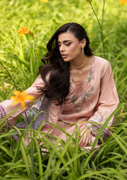 Elaf Premium Embroidered Luxury Lawn Unstitched 3Pc Suit ELQ-6A BLUSHING ROSE