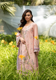 Elaf Premium Embroidered Luxury Lawn Unstitched 3Pc Suit ELQ-6A BLUSHING ROSE